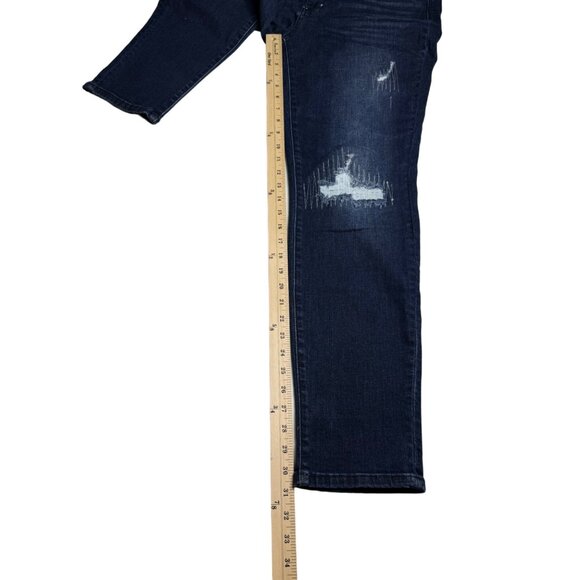 Judy Blue Boyfriend Jeans Sz 32 High Rise Dark Wash Distressed‎ Stretch 32x30 - Picture 15 of 16